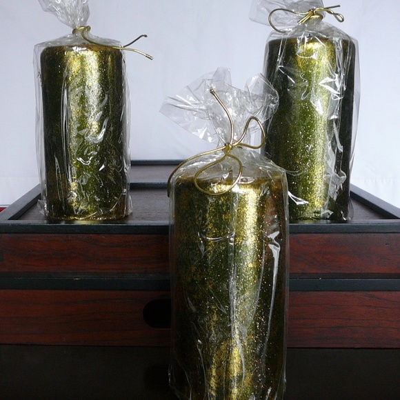 Gold Wash Pilar Scented Candle set of three - Picture 1 of 5